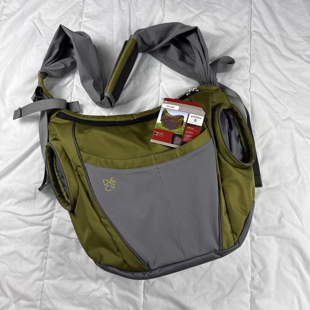 Diaper Bag Daddy & Company The Slide Dad Or Mom Messenger/Diaper Olive Grey NWT